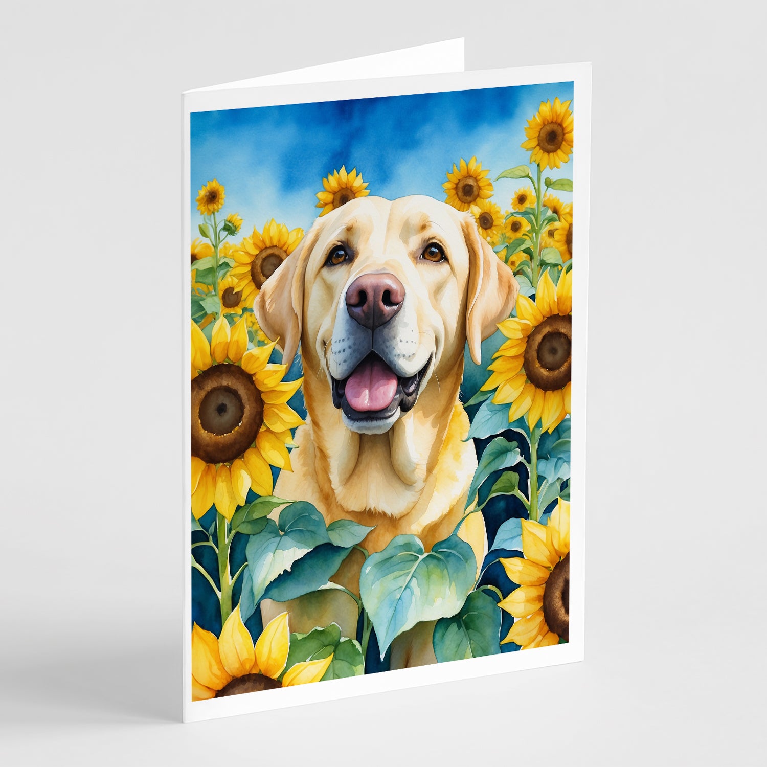 Buy this Labrador Retriever in Sunflowers Greeting Cards Pack of 8