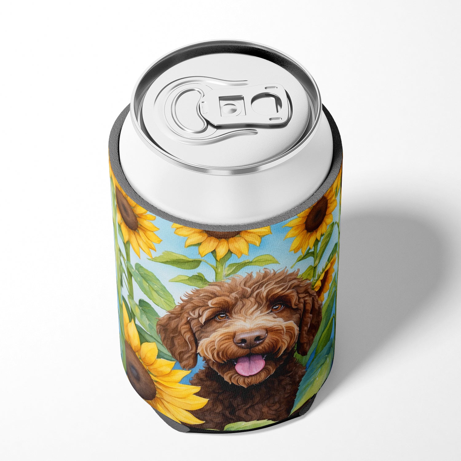 Labradoodle in Sunflowers Can or Bottle Hugger