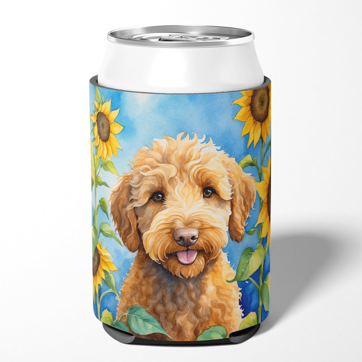 Labradoodle in Sunflowers Can or Bottle Hugger