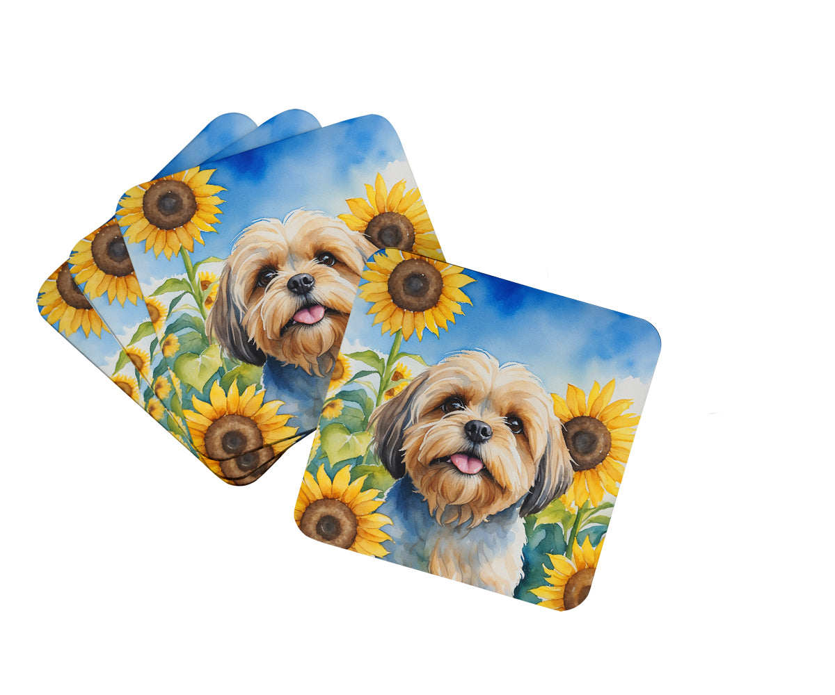 Buy this Lhasa Apso in Sunflowers Foam Coasters