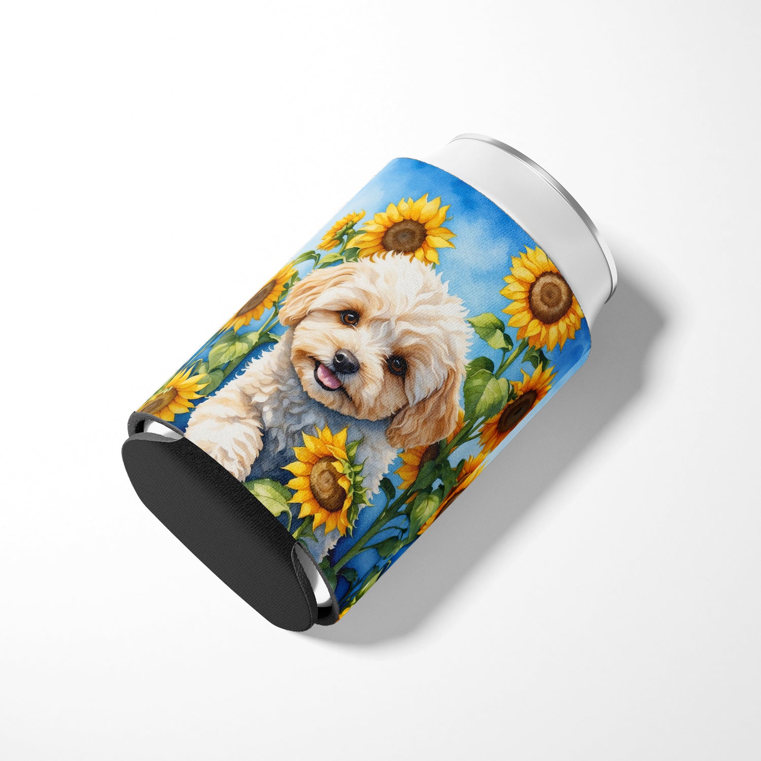 Maltipoo in Sunflowers Can or Bottle Hugger