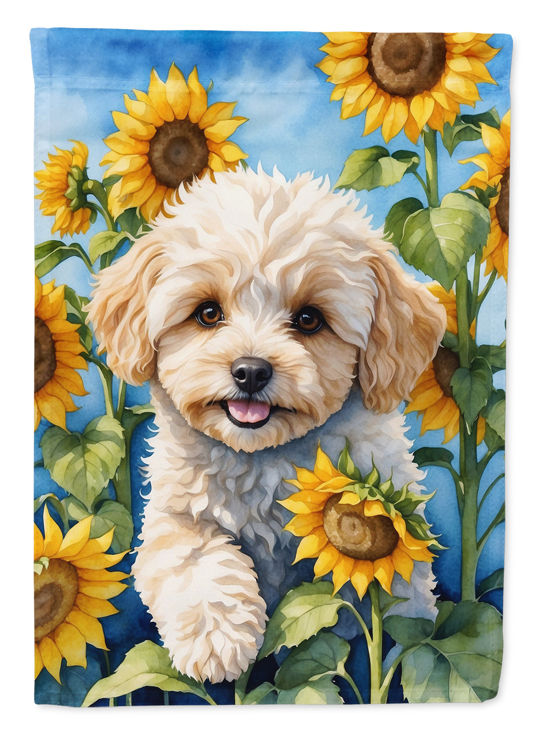 Buy this Maltipoo in Sunflowers Garden Flag