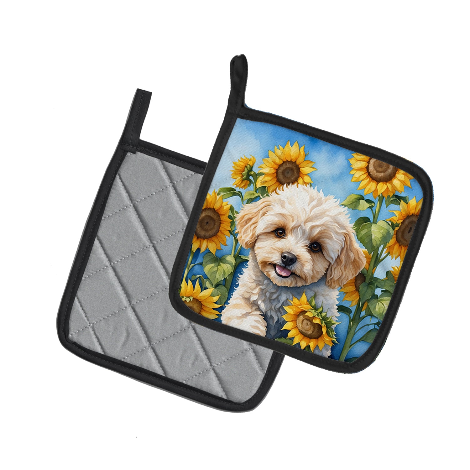 Buy this Maltipoo in Sunflowers Pair of Pot Holders