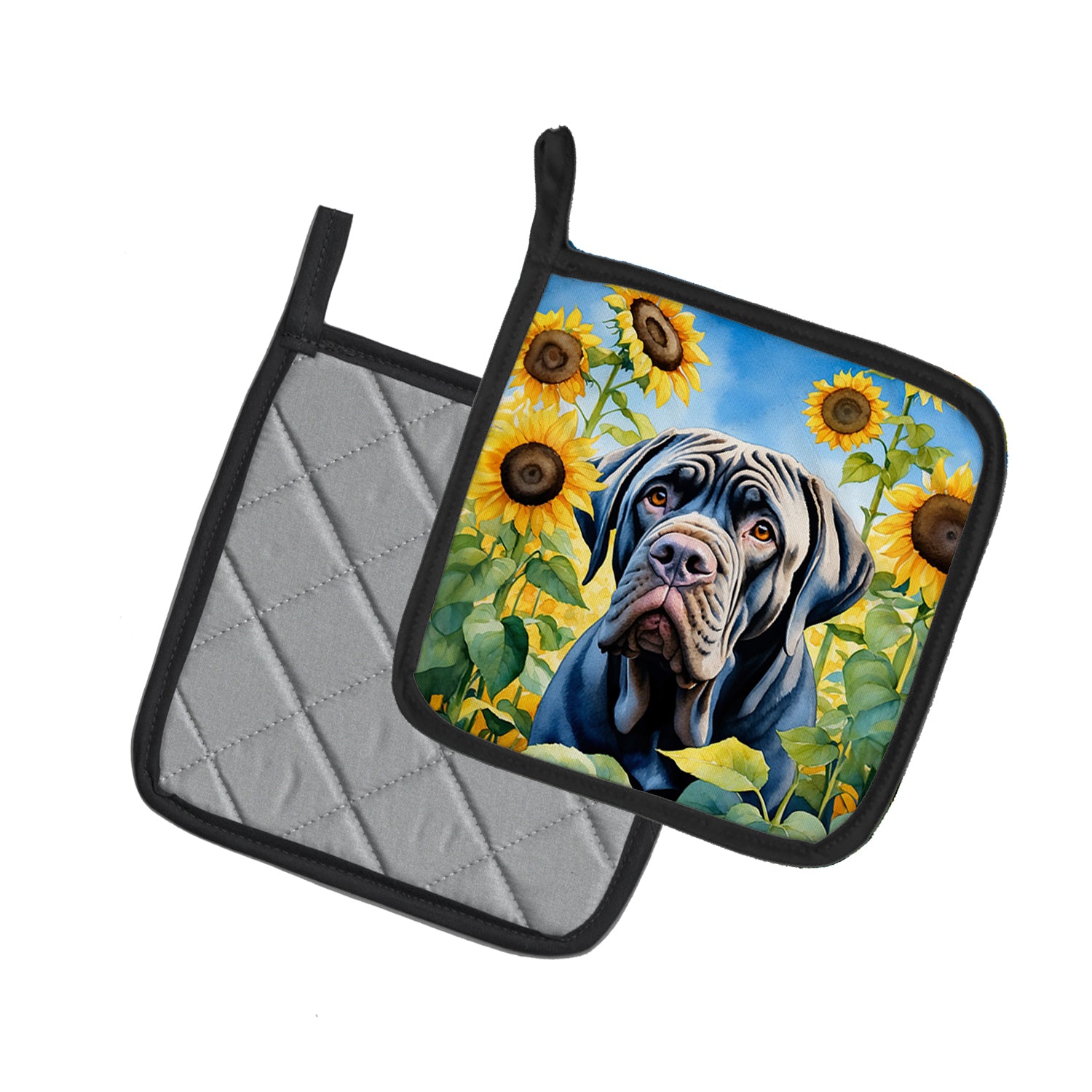 Buy this Neapolitan Mastiff in Sunflowers Pair of Pot Holders