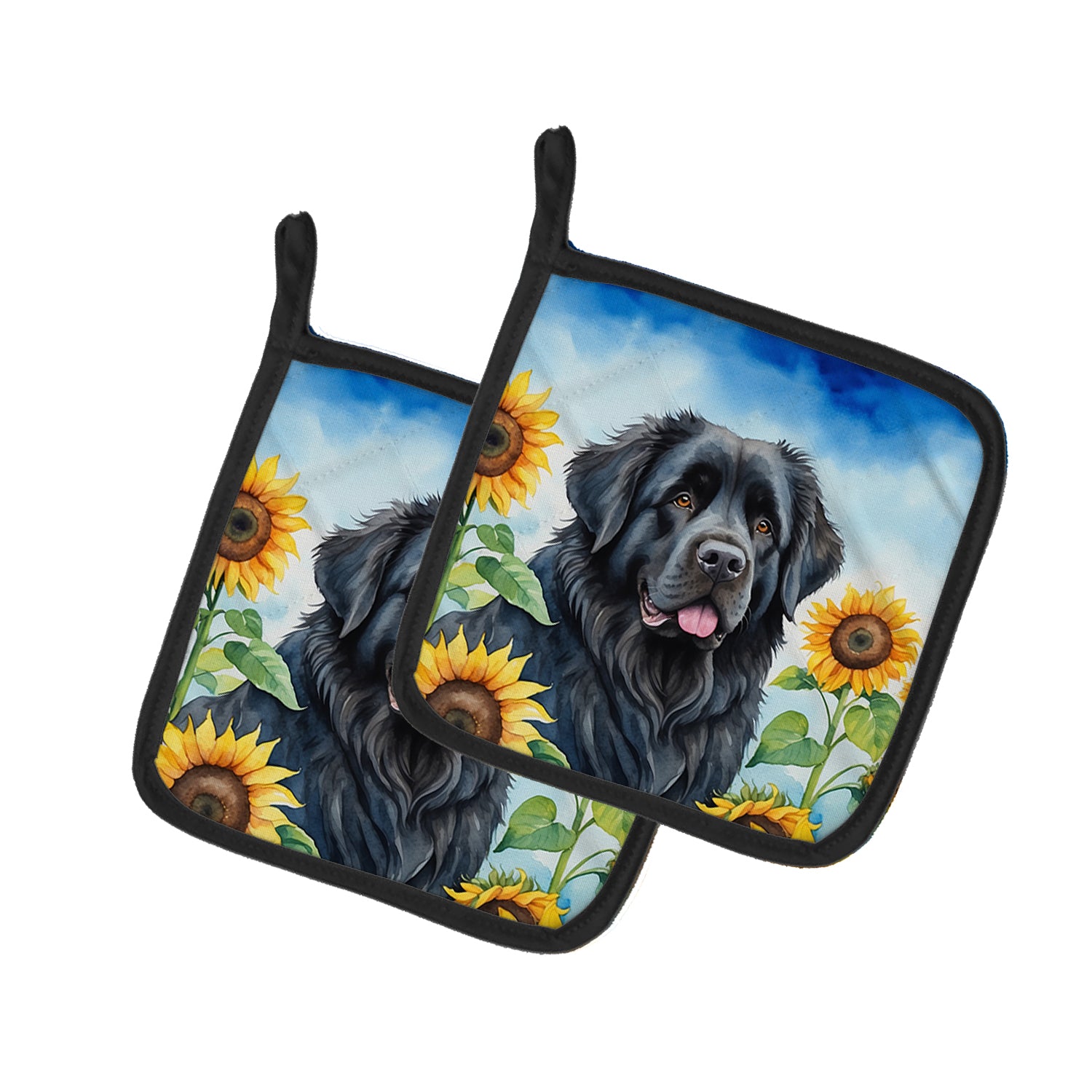 Buy this Newfoundland in Sunflowers Pair of Pot Holders