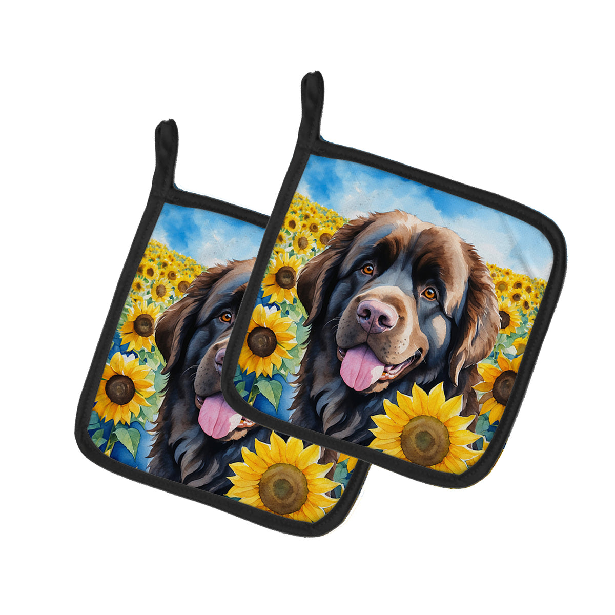 Buy this Newfoundland in Sunflowers Pair of Pot Holders