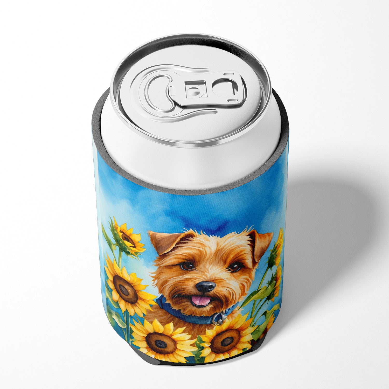 Norfolk Terrier in Sunflowers Can or Bottle Hugger