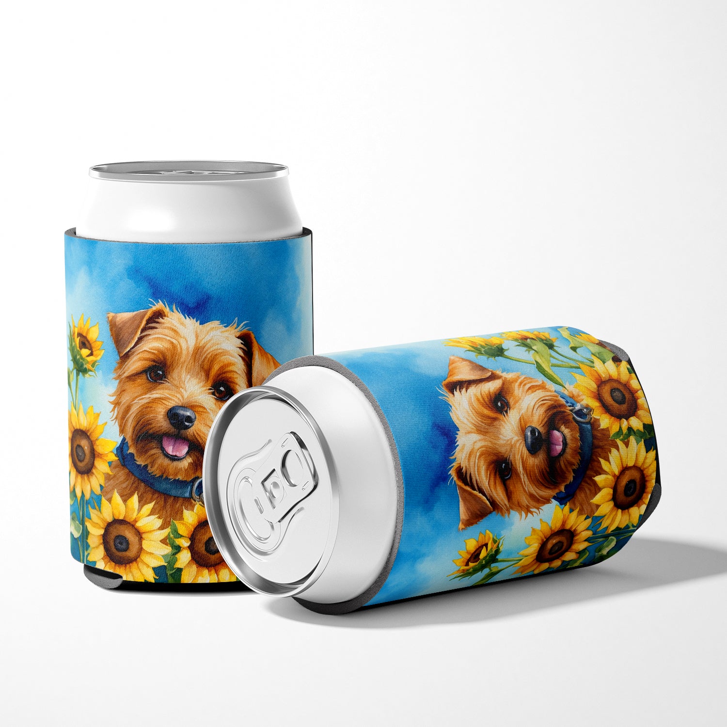 Norfolk Terrier in Sunflowers Can or Bottle Hugger