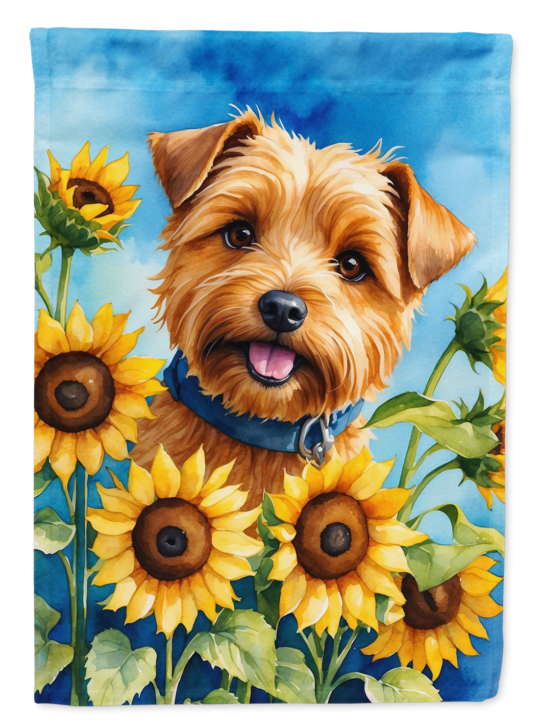 Buy this Norfolk Terrier in Sunflowers Garden Flag