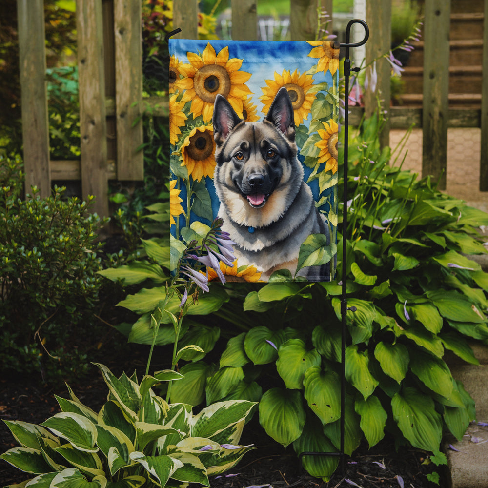 Buy this Norwegian Elkhound in Sunflowers Garden Flag