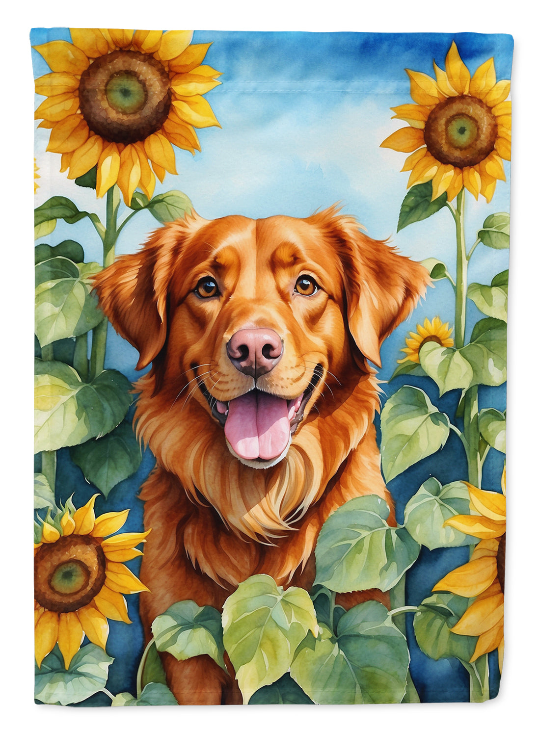 Buy this Nova Scotia Duck Toller in Sunflowers House Flag