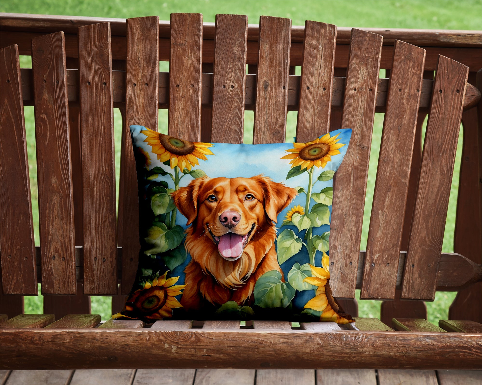 Buy this Nova Scotia Duck Toller in Sunflowers Throw Pillow