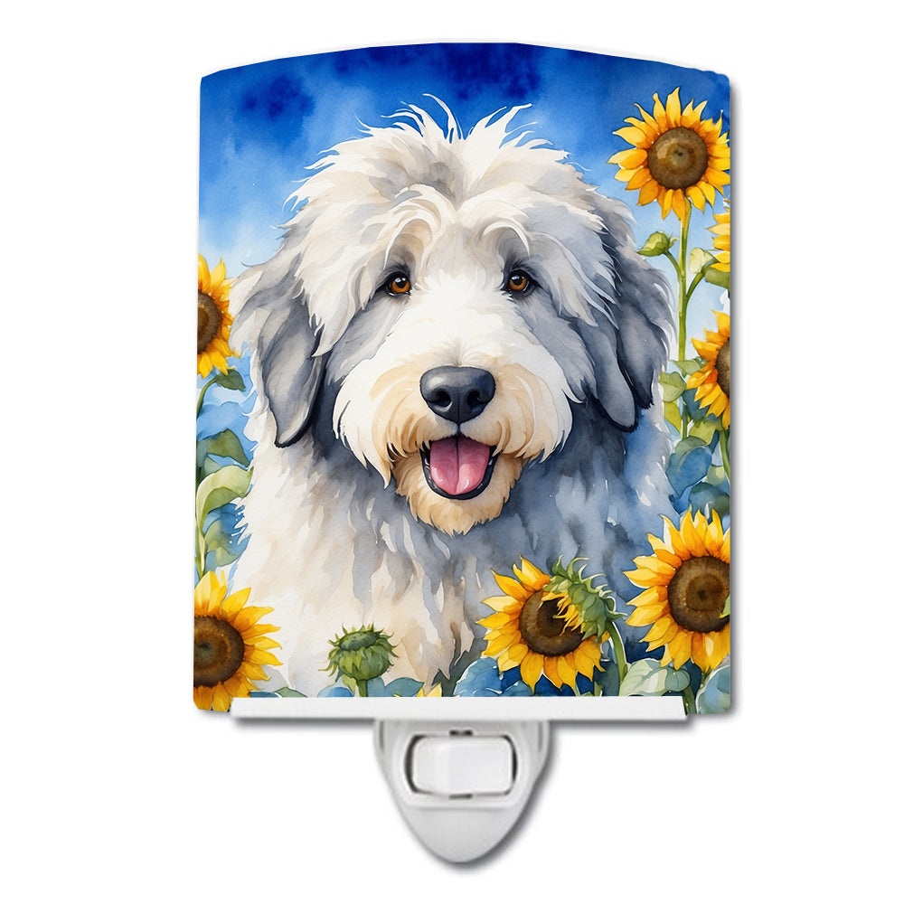 Buy this Old English Sheepdog in Sunflowers Ceramic Night Light