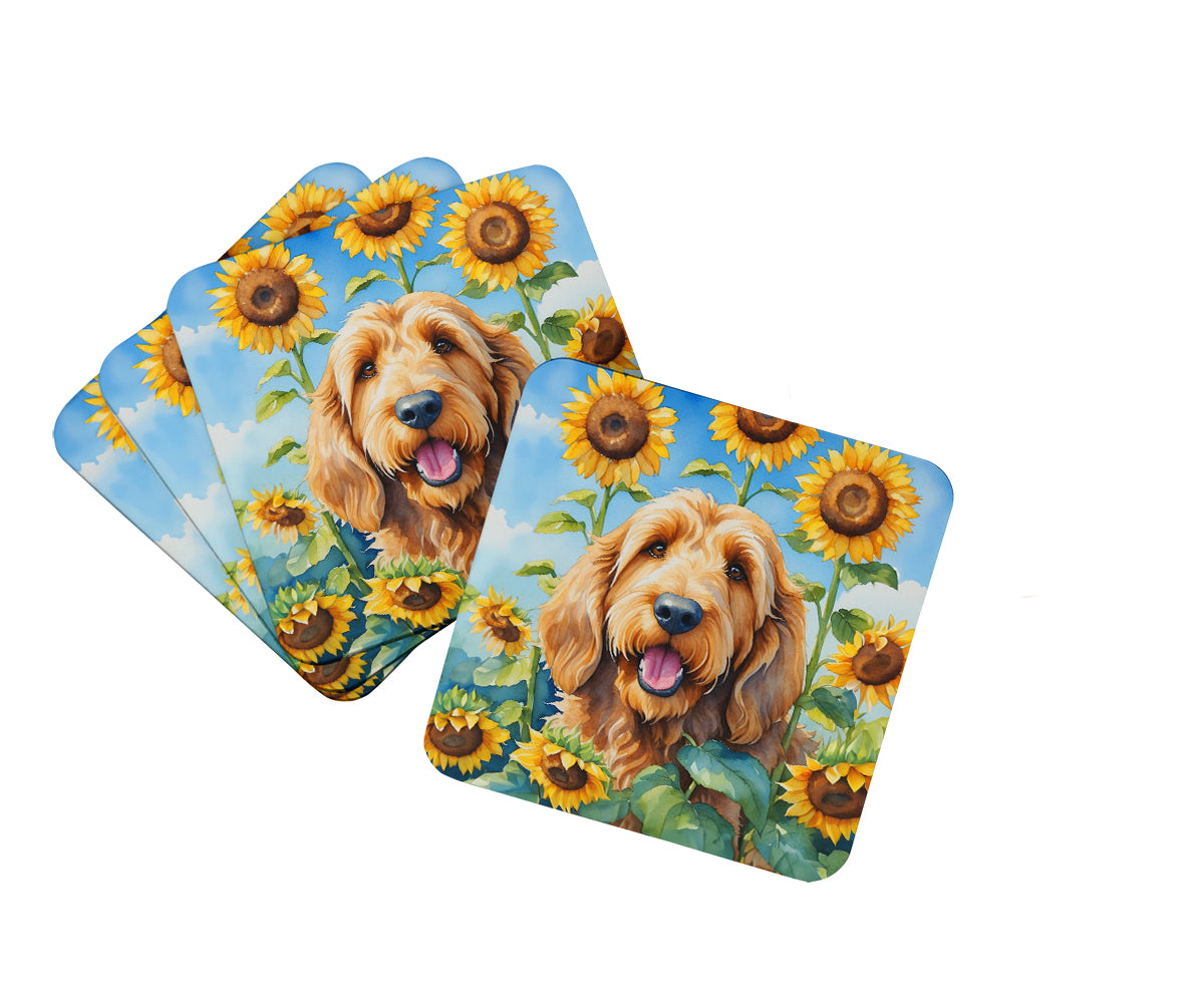 Buy this Otterhound in Sunflowers Foam Coasters