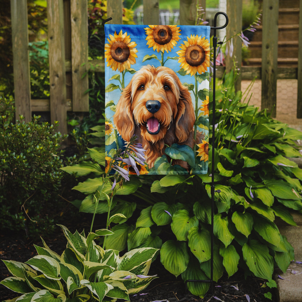 Otterhound in Sunflowers Garden Flag