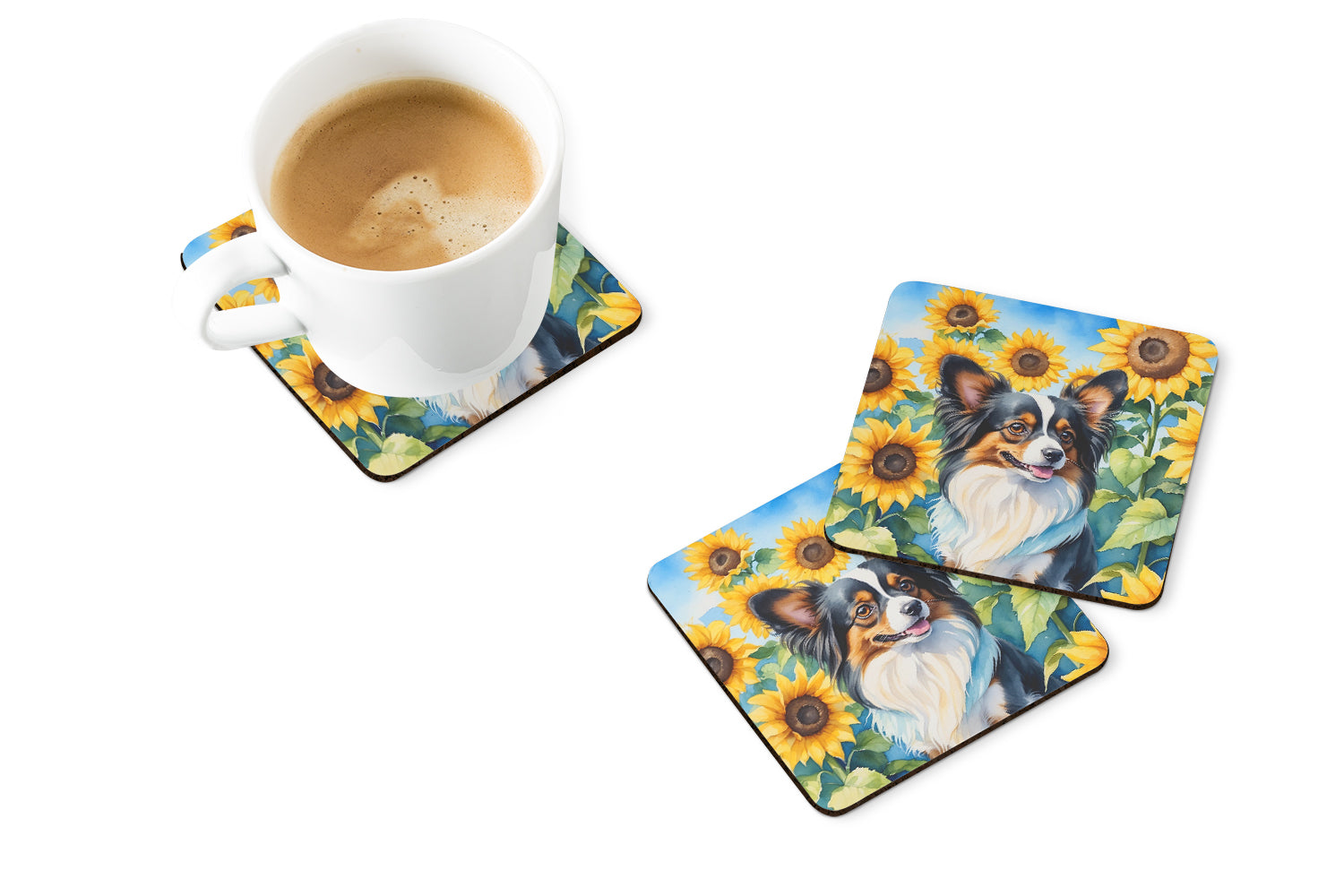 Buy this Papillon in Sunflowers Foam Coasters