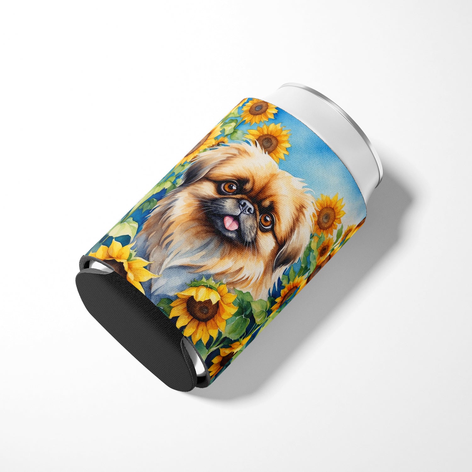 Pekingese in Sunflowers Can or Bottle Hugger