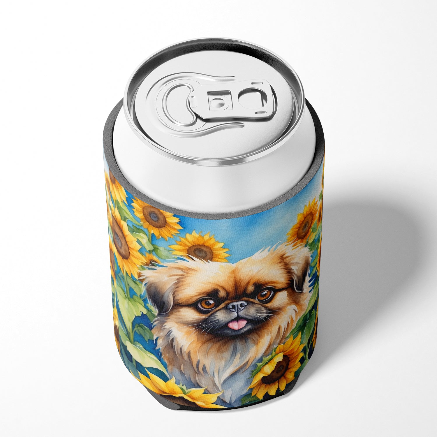 Pekingese in Sunflowers Can or Bottle Hugger