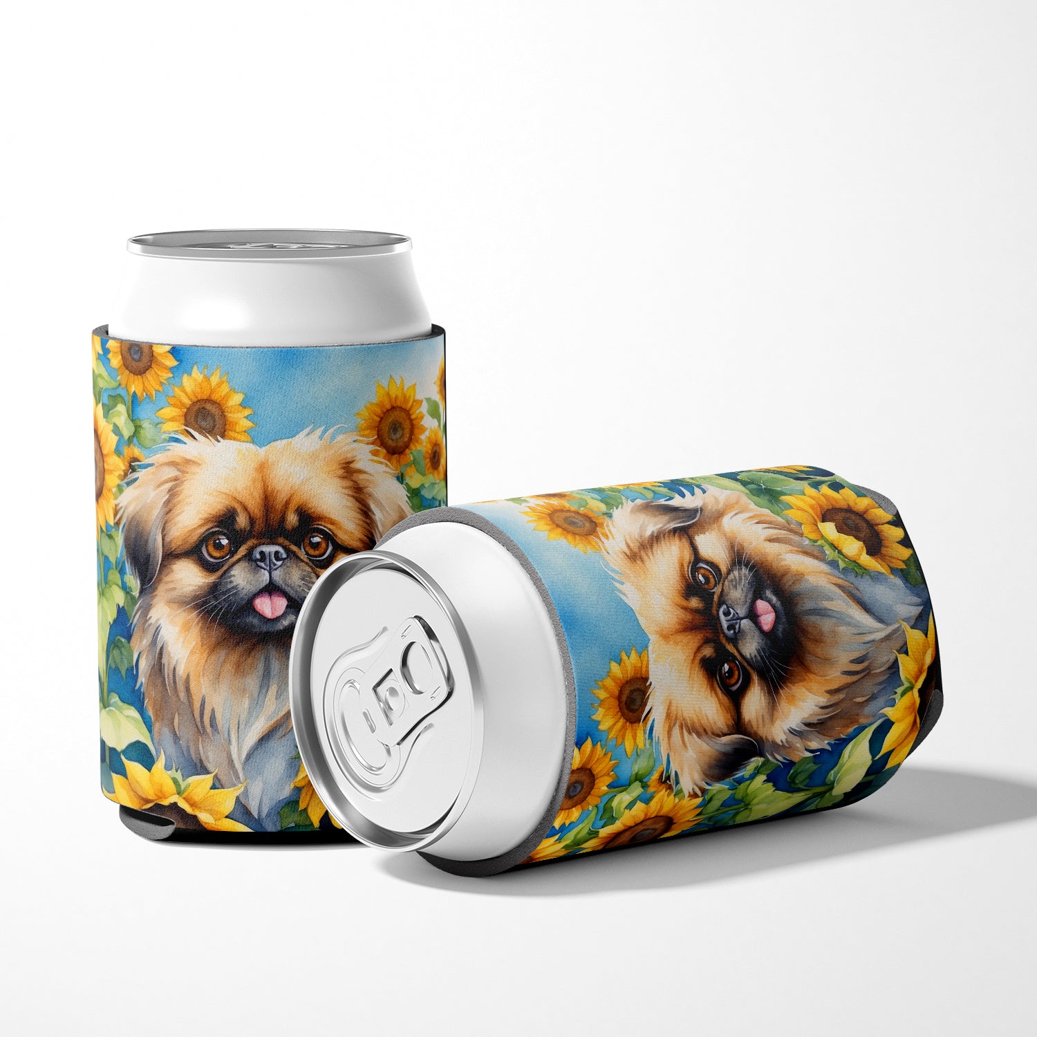 Pekingese in Sunflowers Can or Bottle Hugger