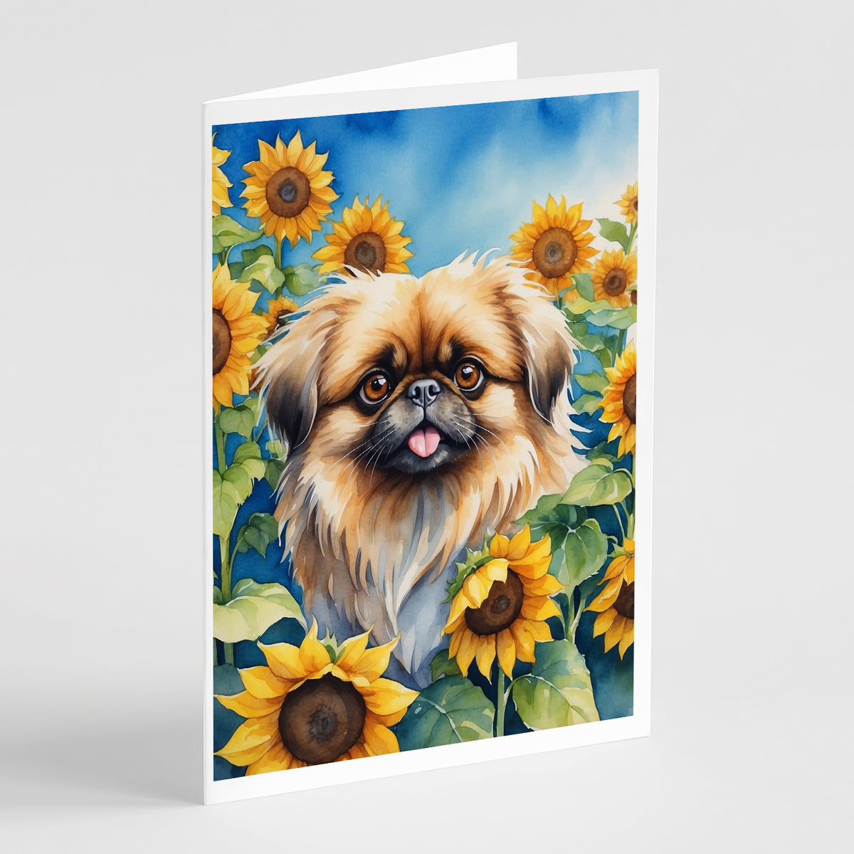 Buy this Pekingese in Sunflowers Greeting Cards Pack of 8