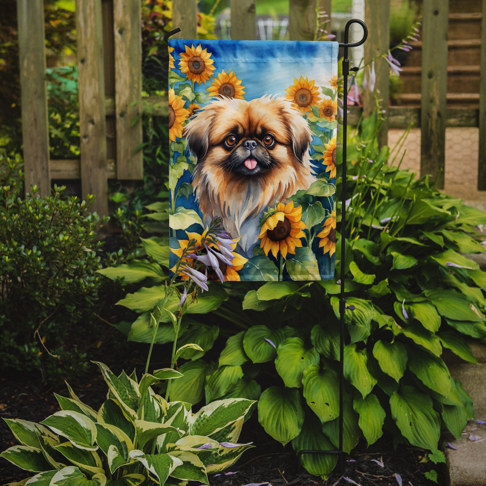 Pekingese in Sunflowers Garden Flag