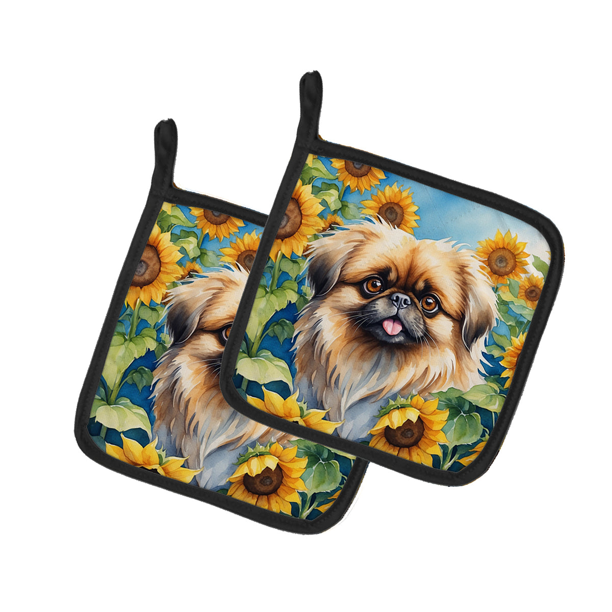 Buy this Pekingese in Sunflowers Pair of Pot Holders