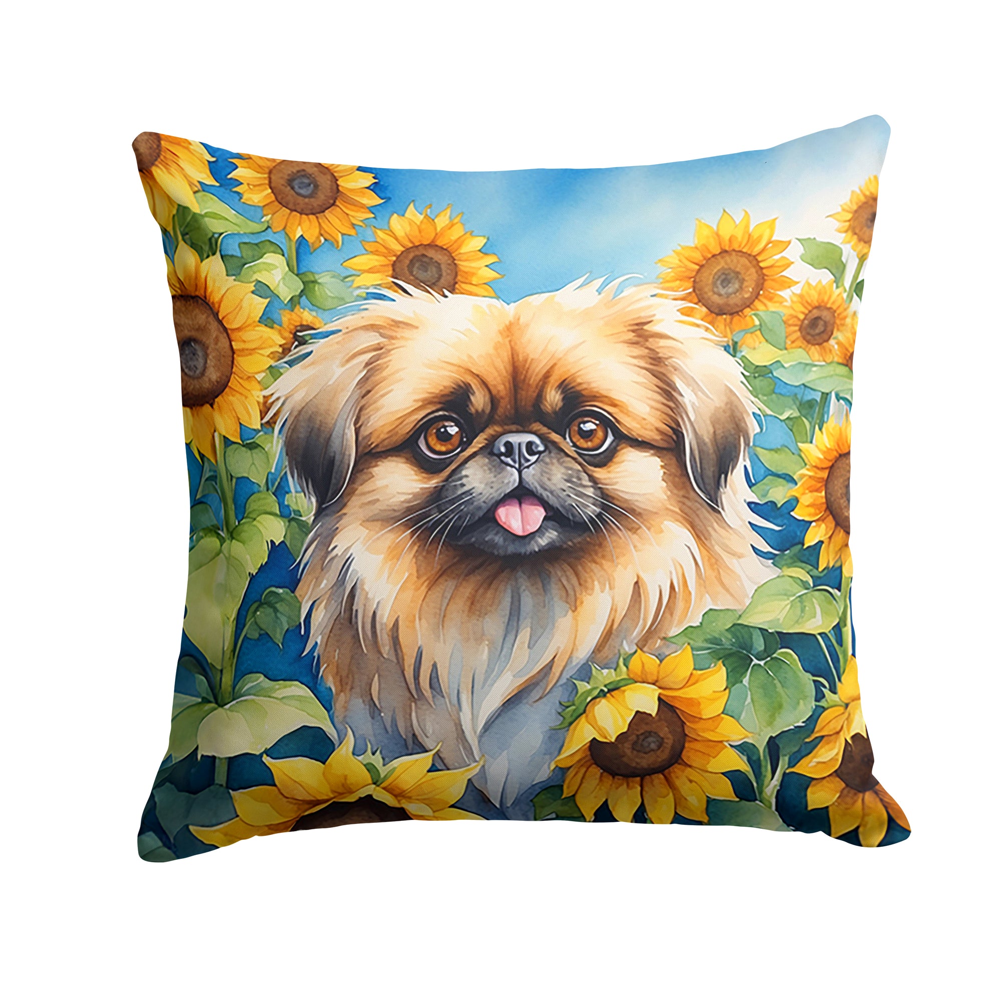 Buy this Pekingese in Sunflowers Throw Pillow