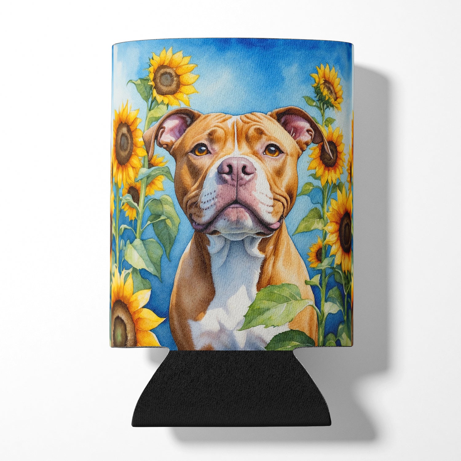 Buy this Pit Bull Terrier in Sunflowers Can or Bottle Hugger