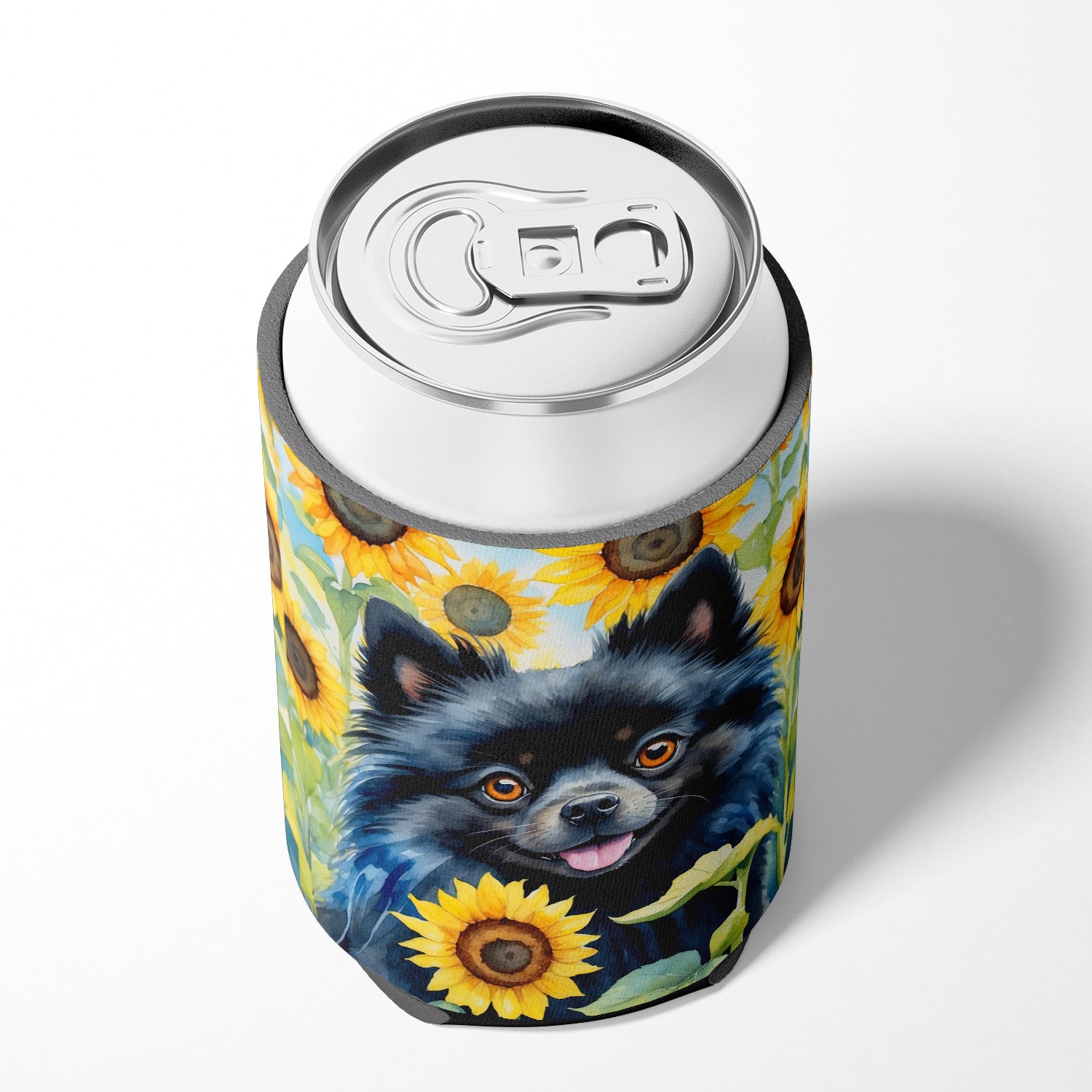 Pomeranian in Sunflowers Can or Bottle Hugger