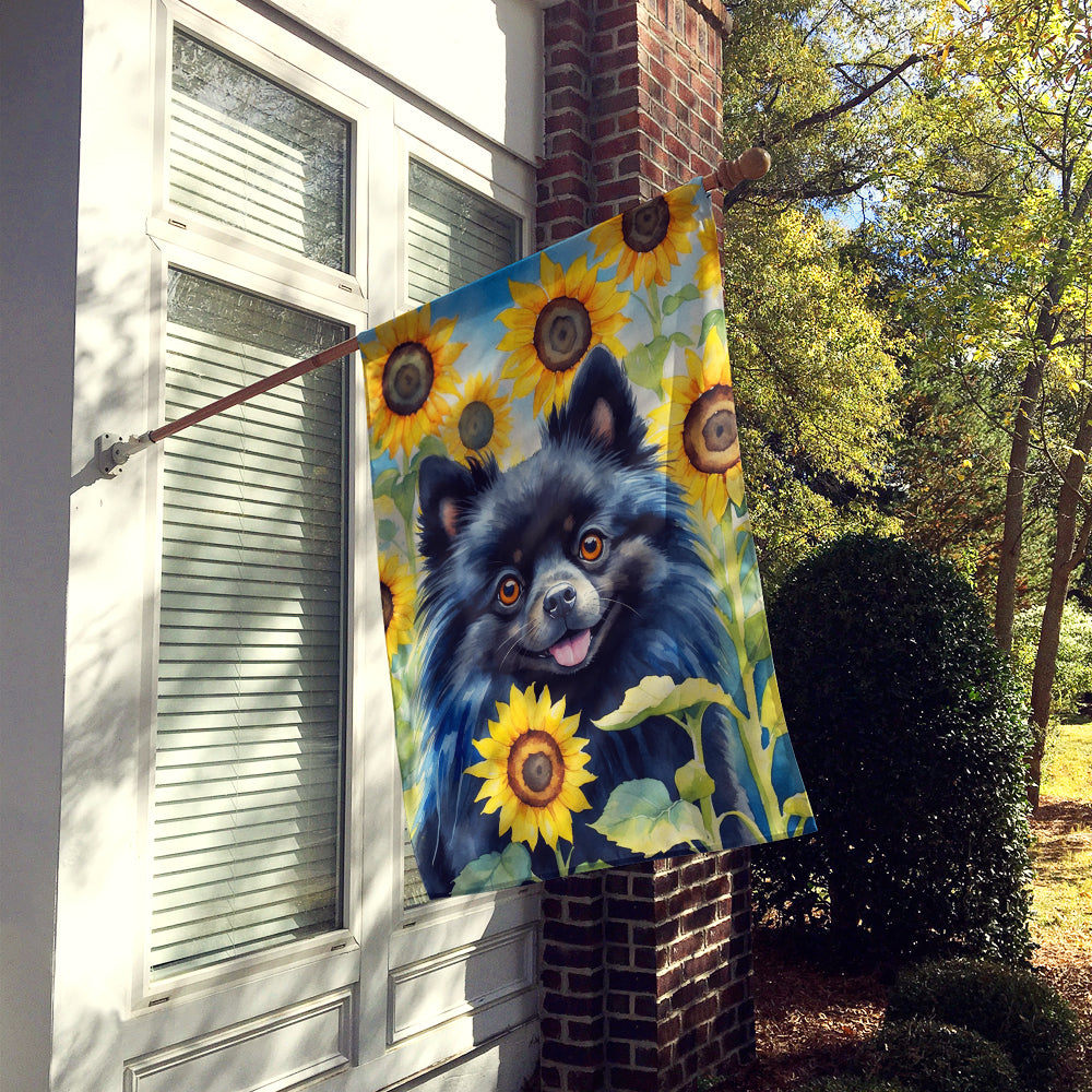 Buy this Pomeranian in Sunflowers House Flag