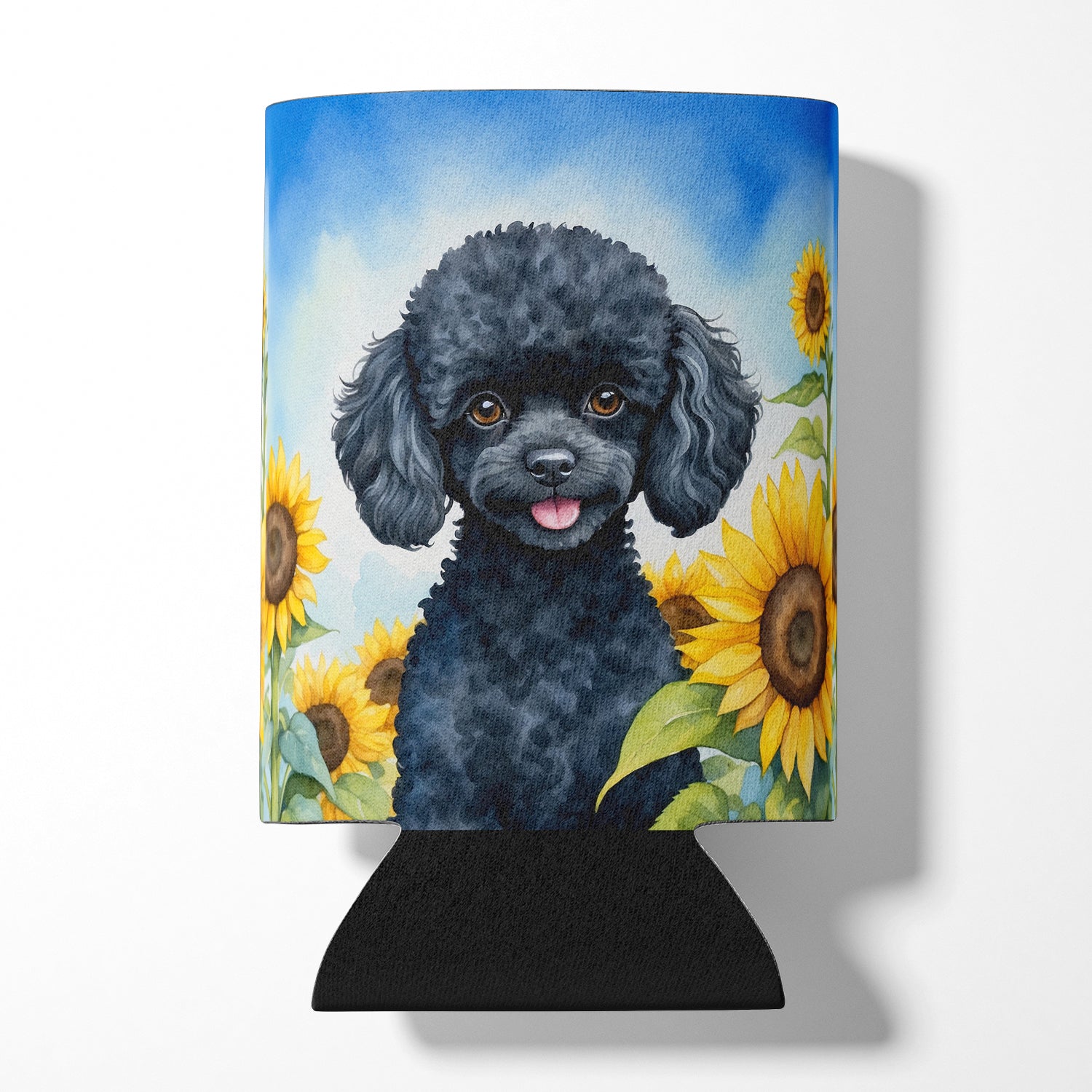 Buy this Black Poodle in Sunflowers Can or Bottle Hugger