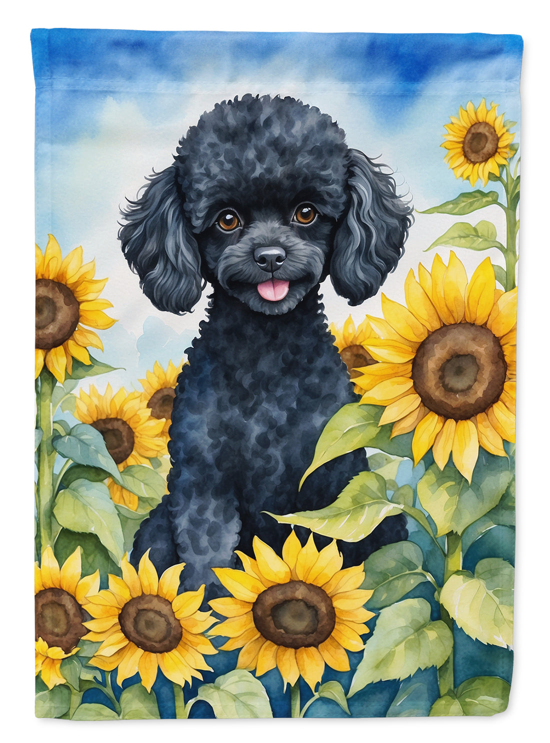 Buy this Black Poodle in Sunflowers Garden Flag