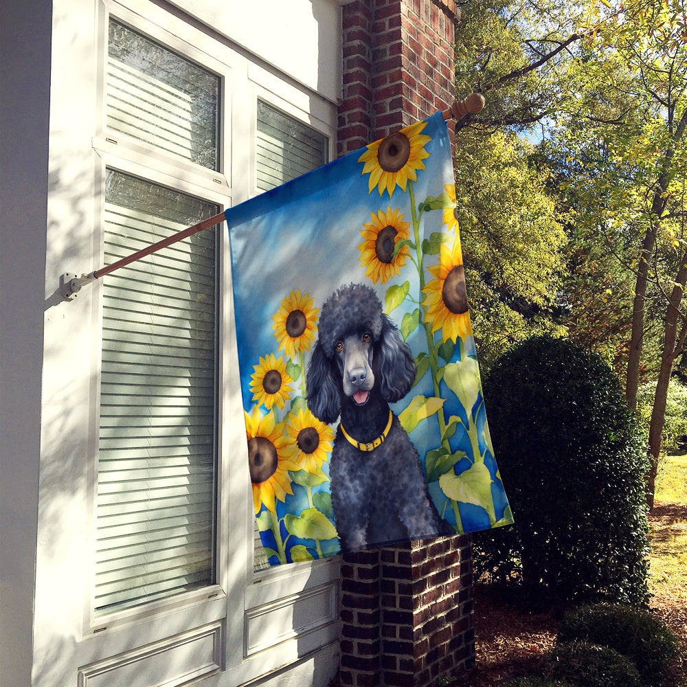 Buy this Black Poodle in Sunflowers House Flag