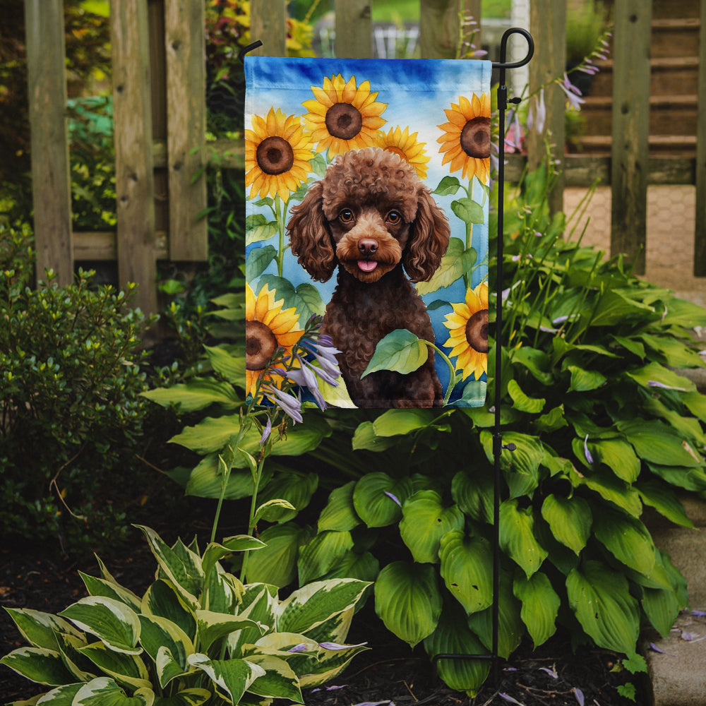 Buy this Chocolate Poodle in Sunflowers Garden Flag