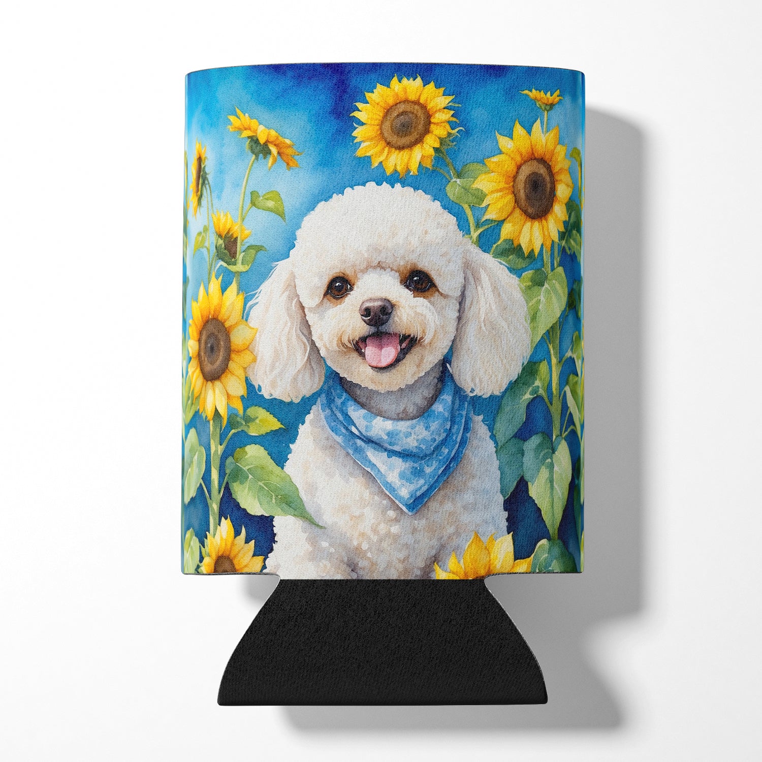 Buy this White Poodle in Sunflowers Can or Bottle Hugger