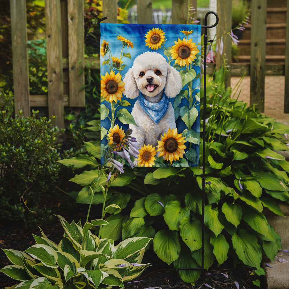 Buy this White Poodle in Sunflowers Garden Flag