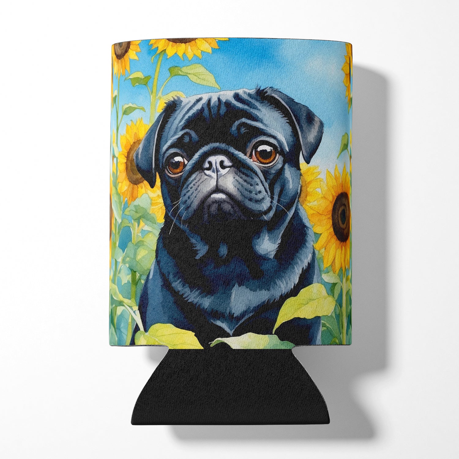 Buy this Pug in Sunflowers Can or Bottle Hugger