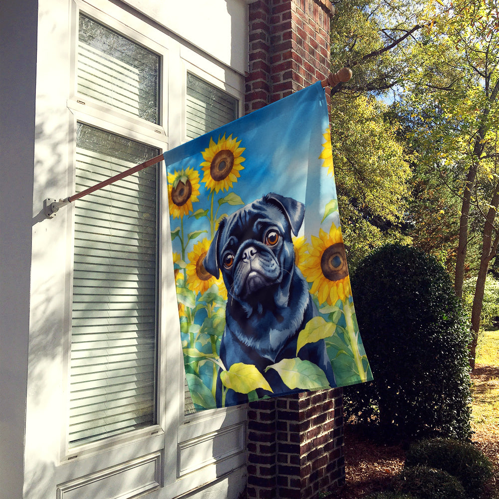 Buy this Pug in Sunflowers House Flag