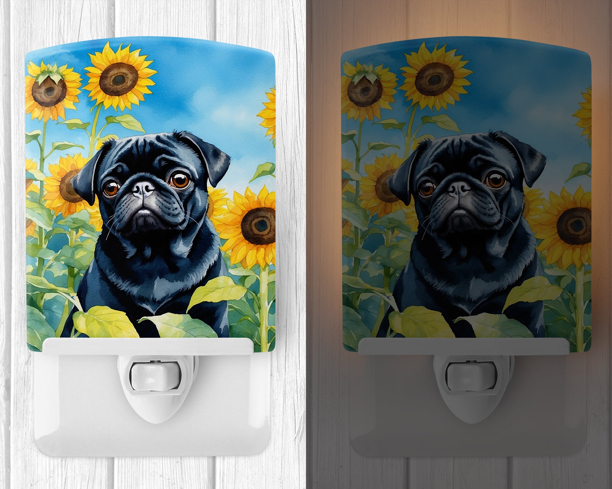 Buy this Pug in Sunflowers Ceramic Night Light