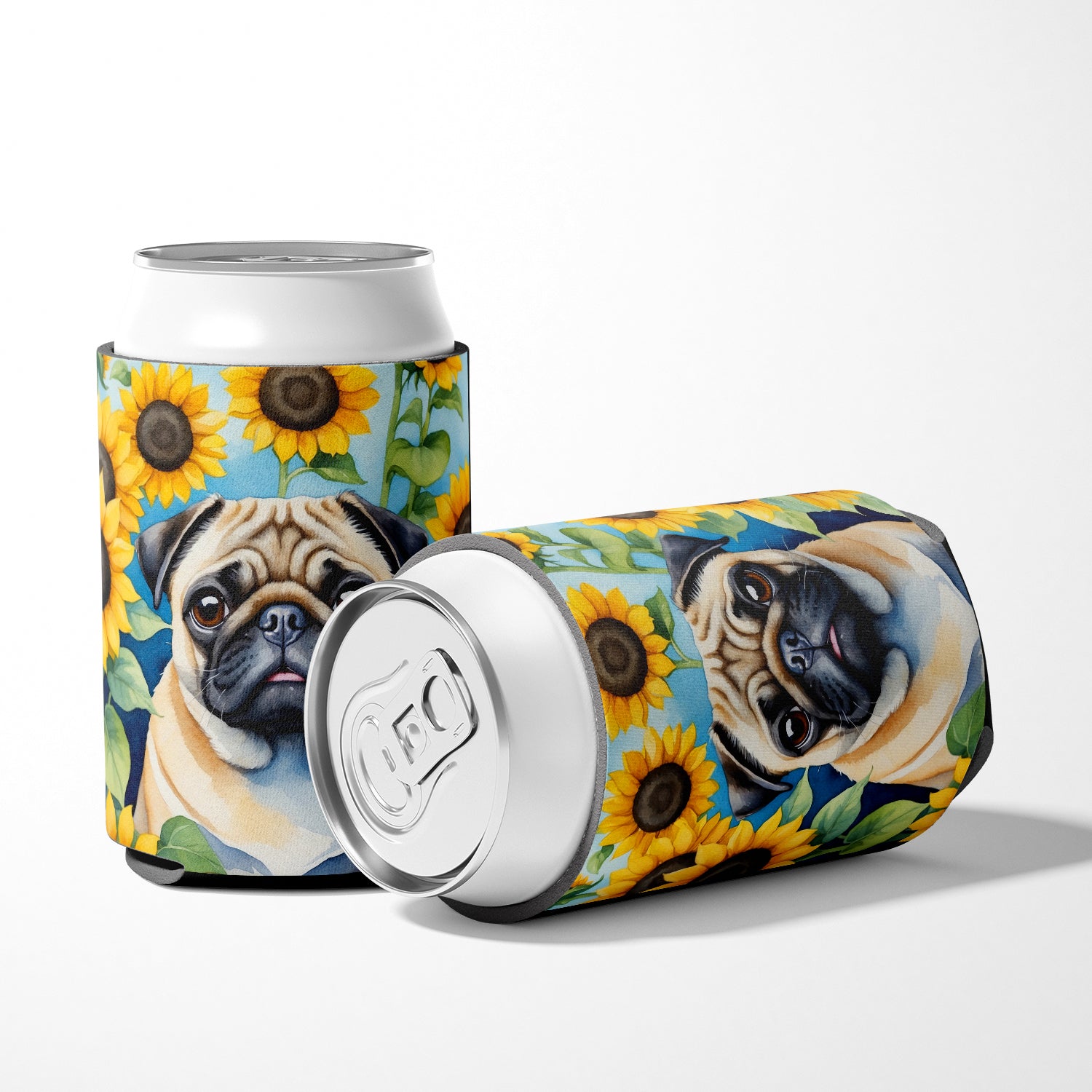 Pug in Sunflowers Can or Bottle Hugger