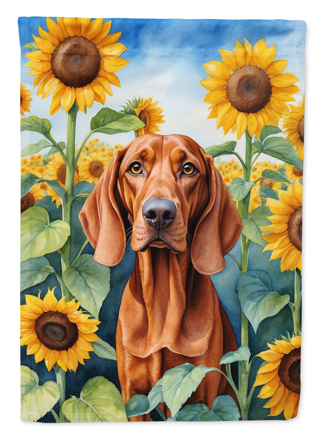 Buy this Redbone Coonhound in Sunflowers House Flag