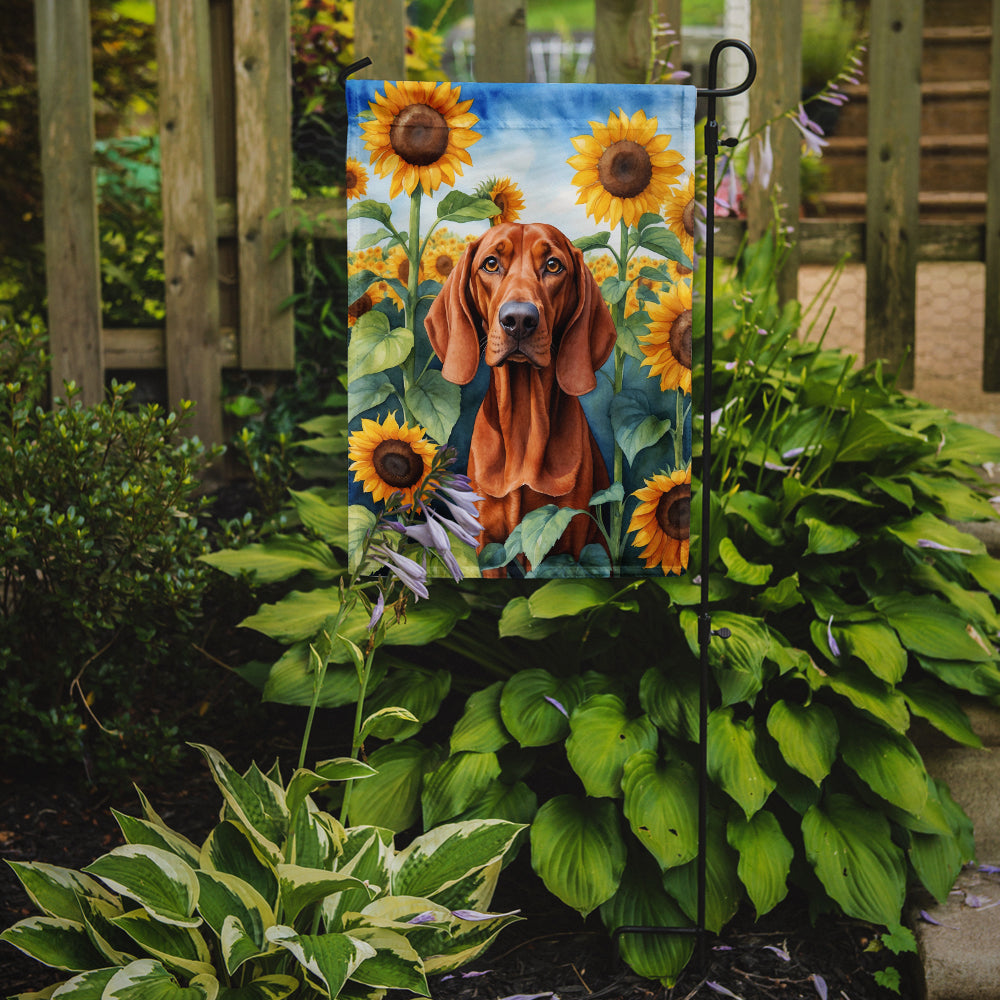 Redbone Coonhound in Sunflowers Garden Flag