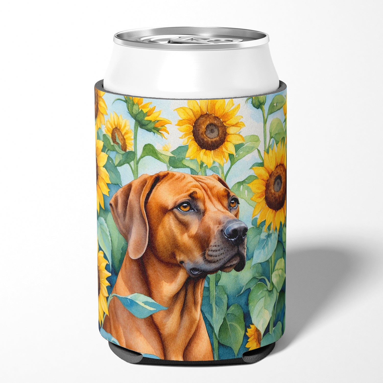 Rhodesian Ridgeback in Sunflowers Can or Bottle Hugger