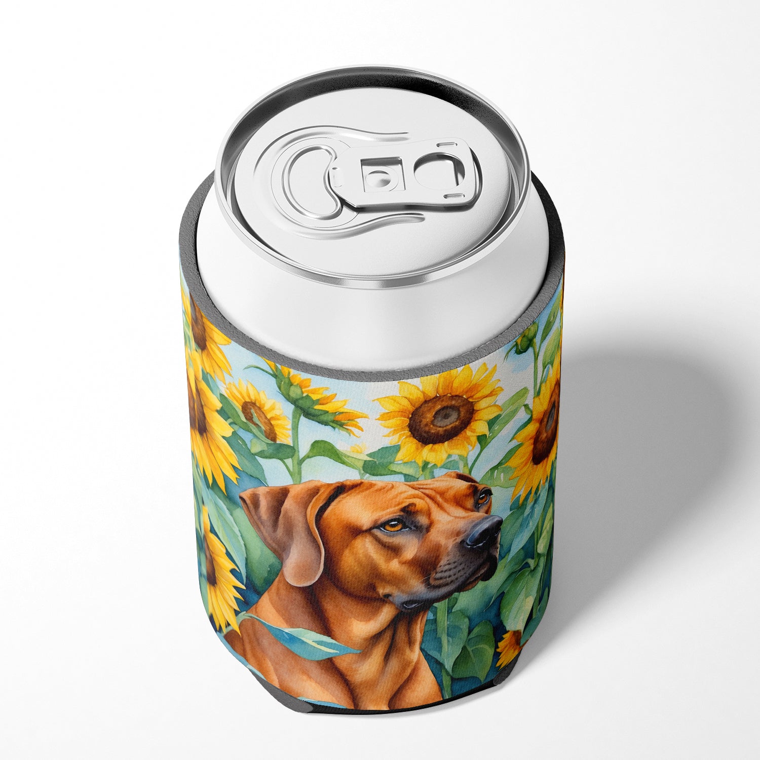 Rhodesian Ridgeback in Sunflowers Can or Bottle Hugger