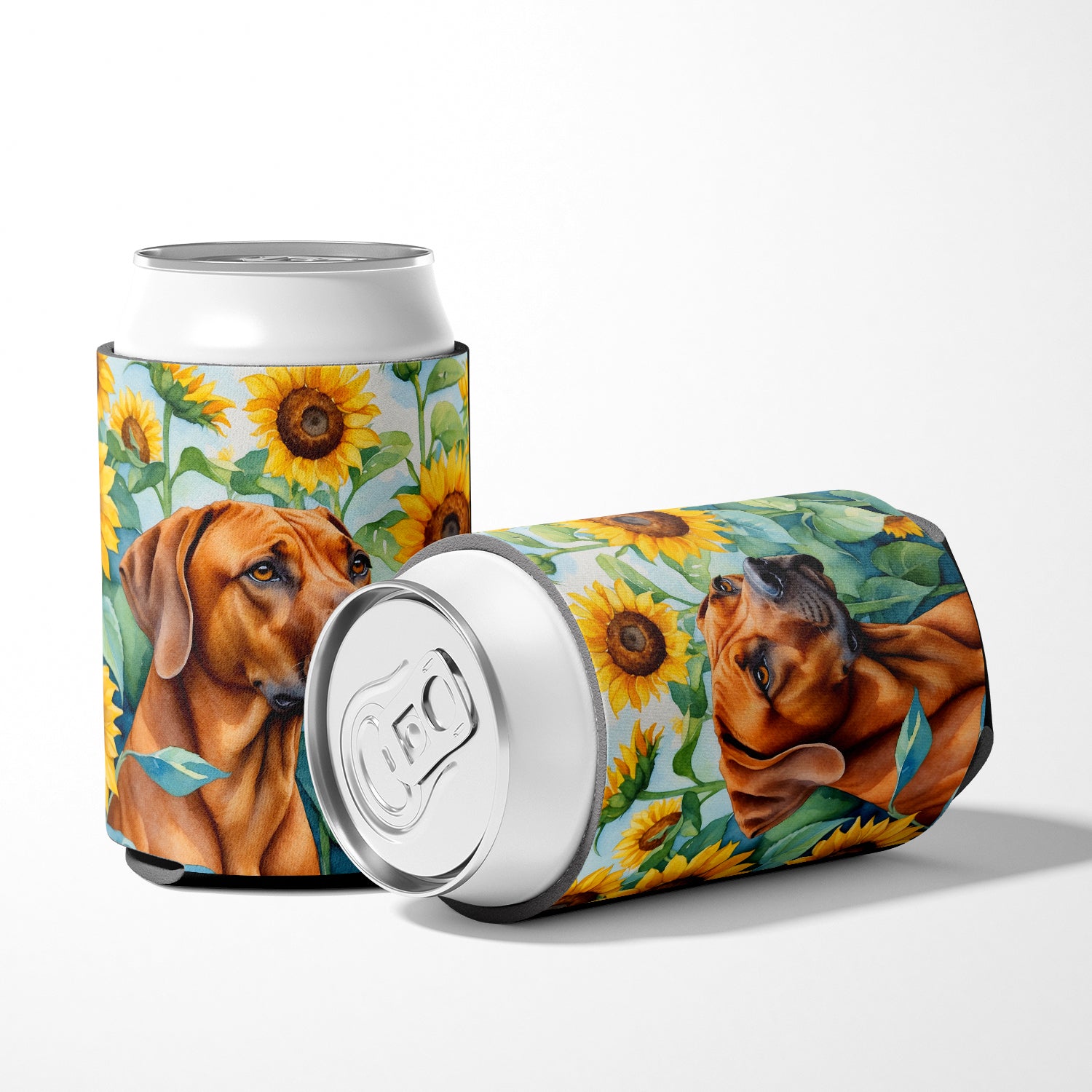 Rhodesian Ridgeback in Sunflowers Can or Bottle Hugger