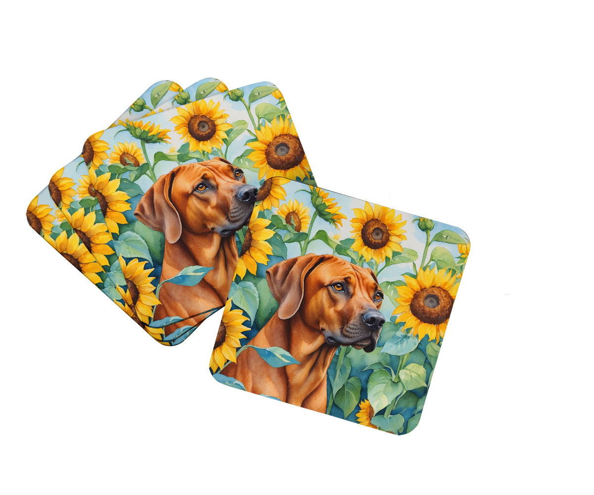 Buy this Rhodesian Ridgeback in Sunflowers Foam Coasters