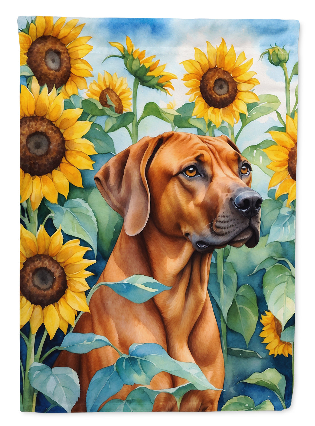 Buy this Rhodesian Ridgeback in Sunflowers Garden Flag