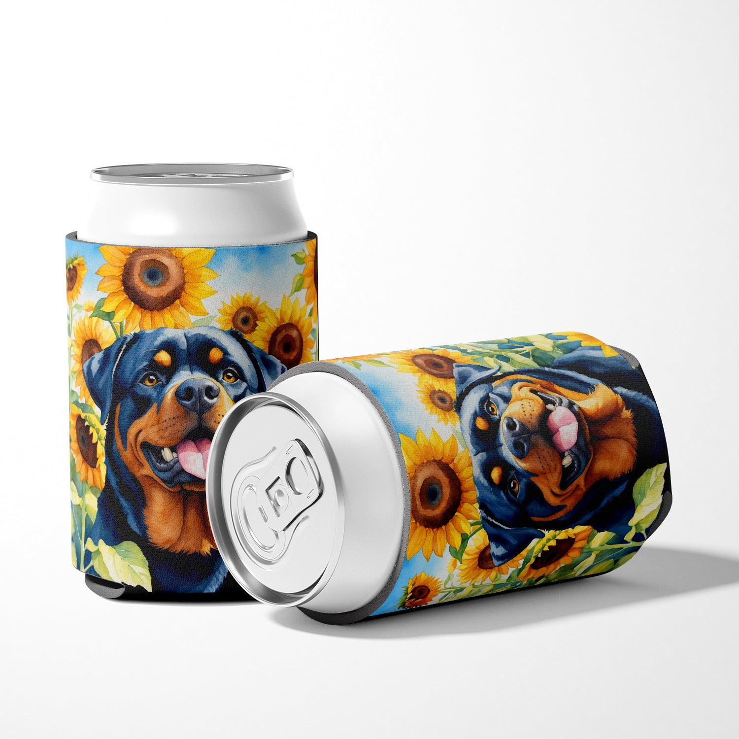 Rottweiler in Sunflowers Can or Bottle Hugger