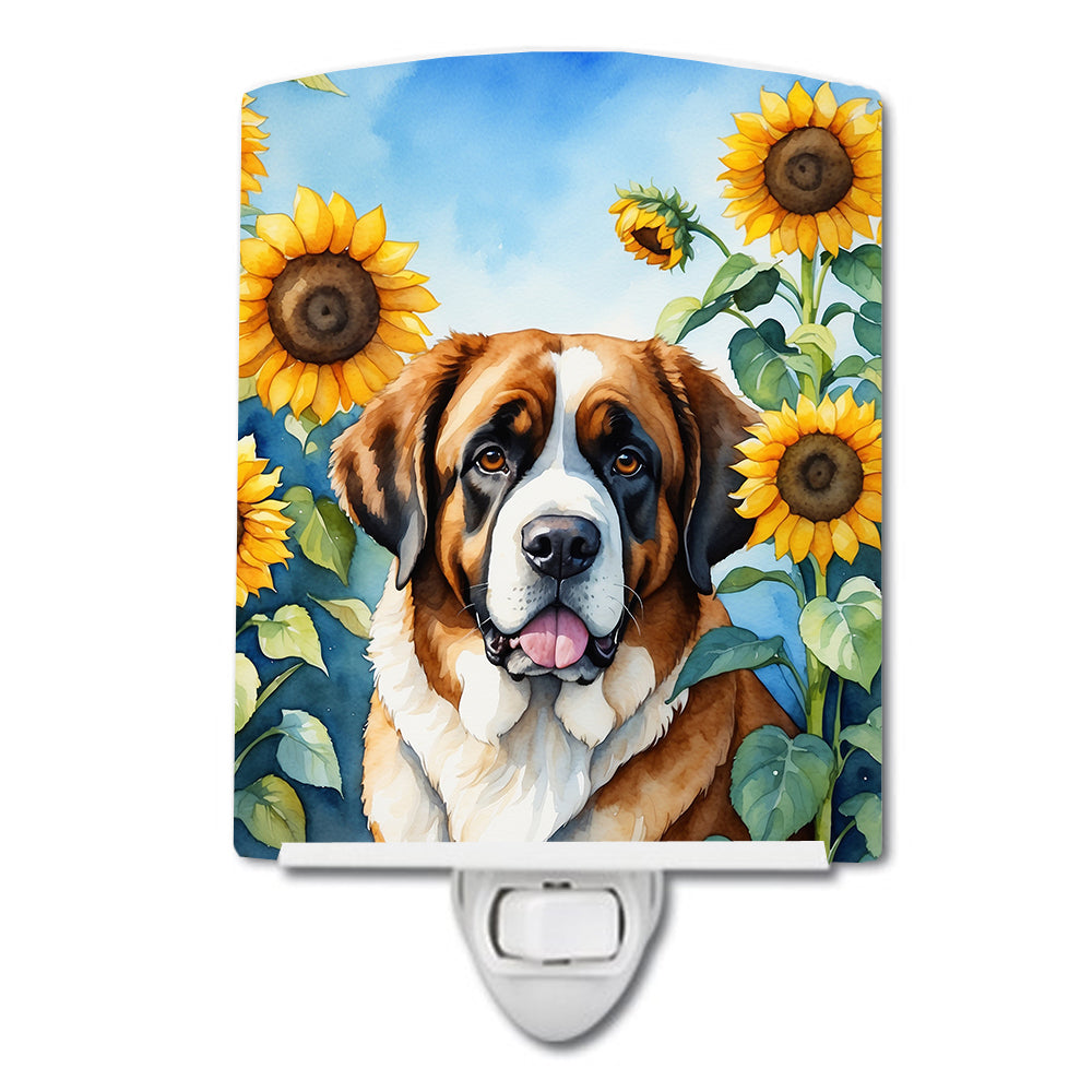 Buy this Saint Bernard in Sunflowers Ceramic Night Light