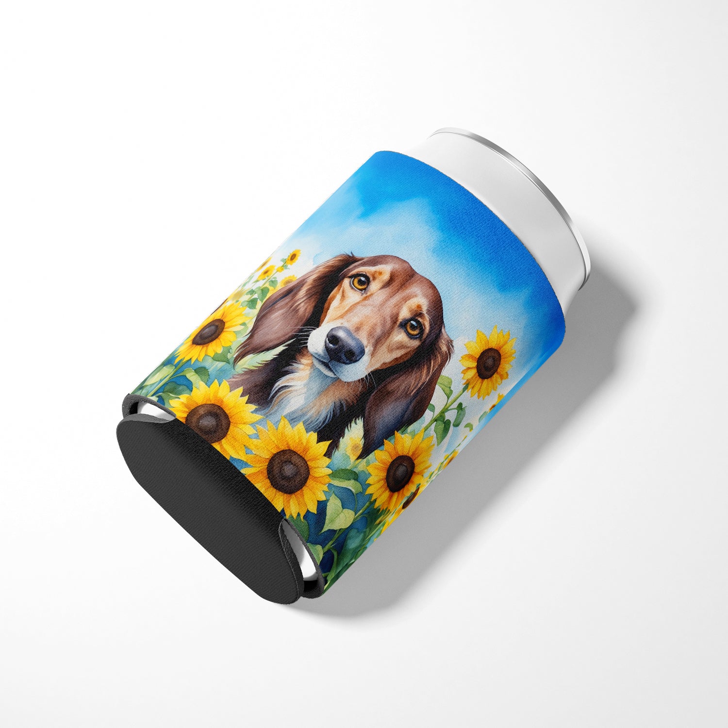 Saluki in Sunflowers Can or Bottle Hugger